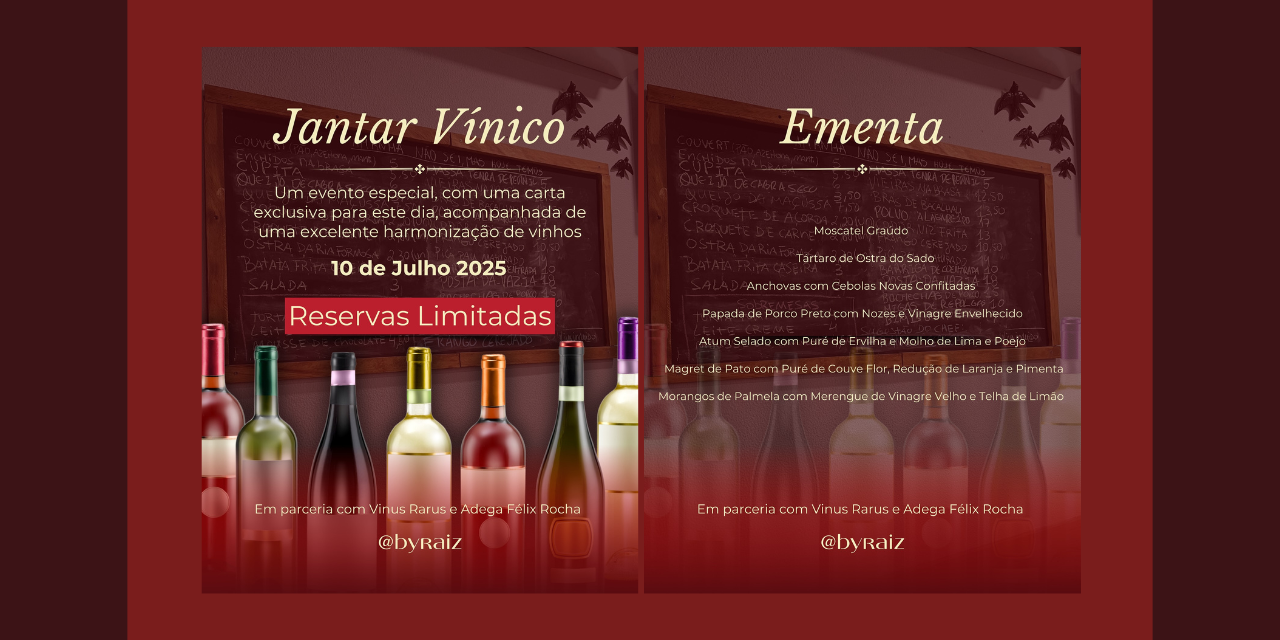 Jantar Vínico no Raiz|Viva o Vinho